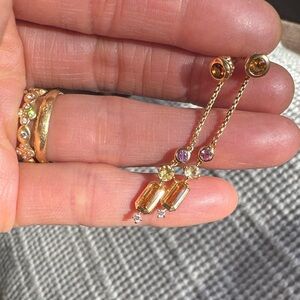 David Yurman Gold and Pink Drop Earrings